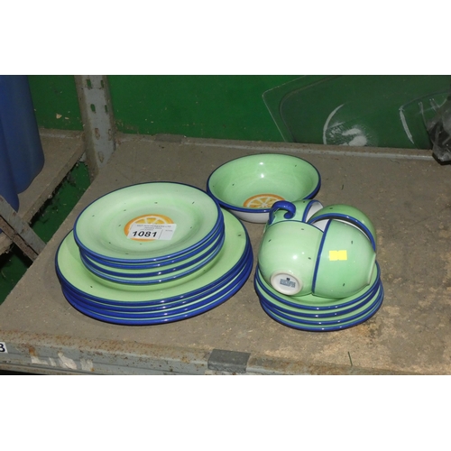 1081 - A 16 piece set of stoneware crockery and a single bowl