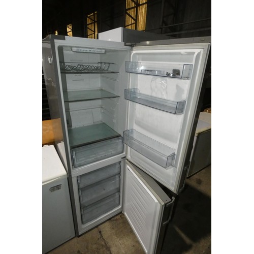 1191 - A tall silver fridge freezer by Kenwood approx 59x74x186cm - trade.  Tested Working