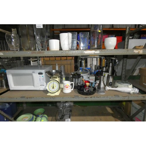 1080 - A quantity of various catering related items including a microwave oven, scales, food processor by B... 