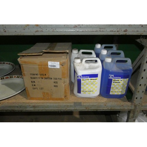 1088 - A quantity of various cleaning fluids for glass, plastic, rust, chrome