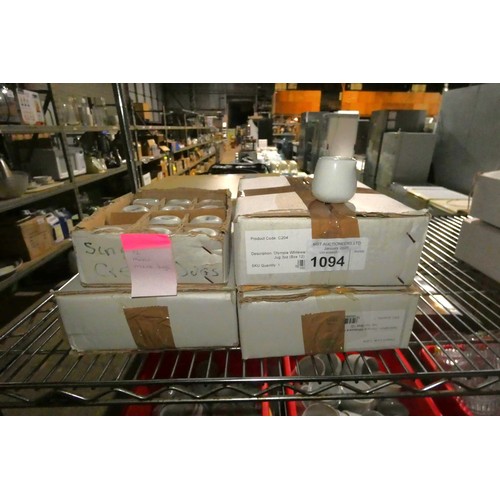 1094 - 4 x boxes containing a quantity of white milk jugs by Olympia approx 48