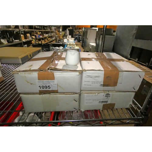 1095 - 4 x boxes containing a quantity of white milk jugs by Olympia approx 48