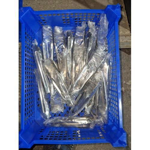 1089A - A Crate containing approx 20 commercial stainless steel food tongs