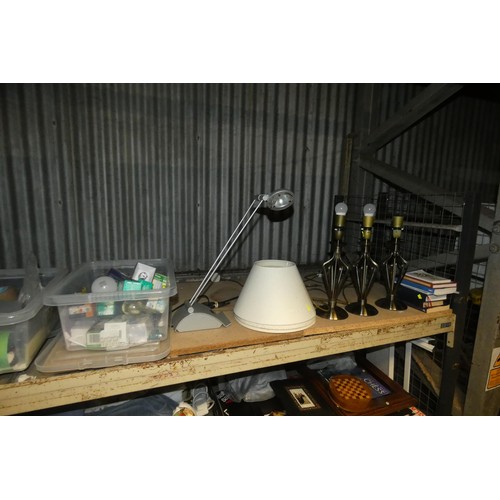 2184 - A quantity of various household items including table lamps 240v, a Philips iron 240v, light bulbs, ... 