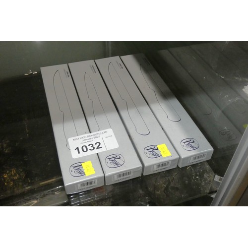 1032 - 4 various Broggi kitchen knives 7.5cm & 11cm