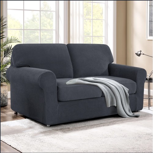 38 - A two seater love seat stretch slip cover RRP £36 and a three seater sofa stretch slip cover RRP £62