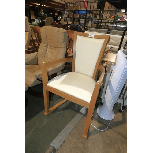 2221 - 1 x wooden skid base chair with cream upholstery