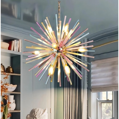 64 - 1 x Astha 12-light gold Sputnik sphere starburst colorful chandelier rainbow firework pendant lamp R... 