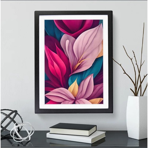 75 - 1 x Snazzy Flowers framed print approx 34 x 47cm RRP £33