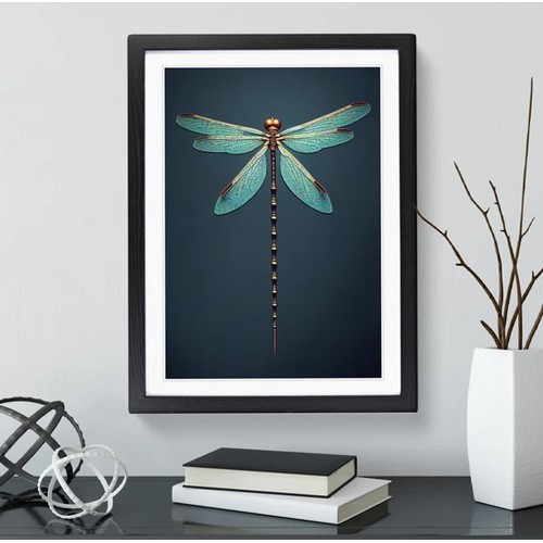 77 - 1 x Dainty Dragonfly framed print approx 47 x 64cm RRP £38