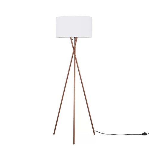 82 - 1 x Mishler 155cm Camden tripod copper floor lamp with large Reni shade RRP £38