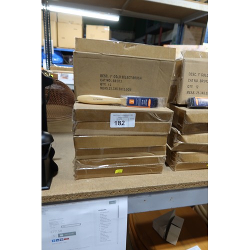 182 - 4 boxes each containing 12 x Lynwood 1 inch paint brushes