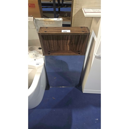 160 - 1 x dark wood effect wall hung bathroom cabinet with mirrored door approx 38 x 10 x 75cm high