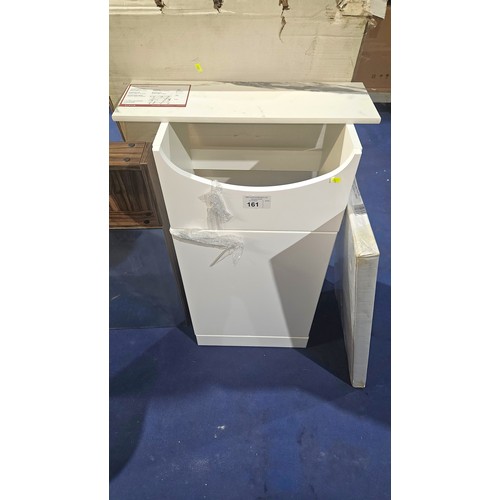 161 - 1 x white vanity unit approx 42cm wide and 1 x splash back - Please note that no basin is included