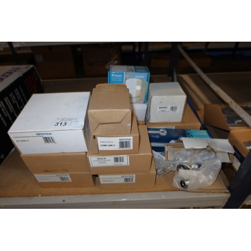 313 - A quantity of various Bristan items including soap dishes, tumbler holders, a shower arm etc