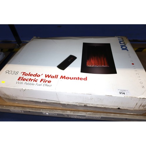 314 - 1 x Manor Toledo 9038 wall mounted electric fire 240v