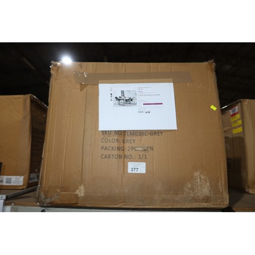 377 - 2 x Nolen grey velvet upholstered dining chairs RRP £156 - Boxed and require assembly