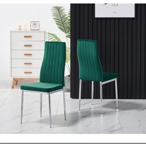 343 - 2 x Gabrielle Green velvet upholstered side chairs RRP £75 - Boxed and require assembly