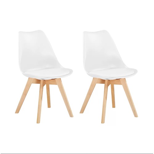 346 - 2 x Croxley white upholstered solid wood frame dining chairs RRP £61 - Already assembled