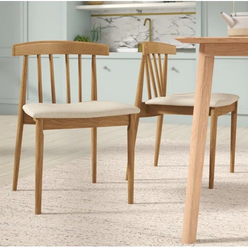 361 - 2 x Chantilly solid wood (natural oak) beige seat dining chairs RRP £175 - Boxed and require assembl... 