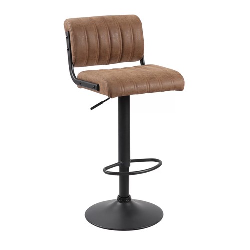 363 - 2 x Cholet Puttney brown upholstered height adjustable swivel bar stools RRP £129 - Boxed and requir... 