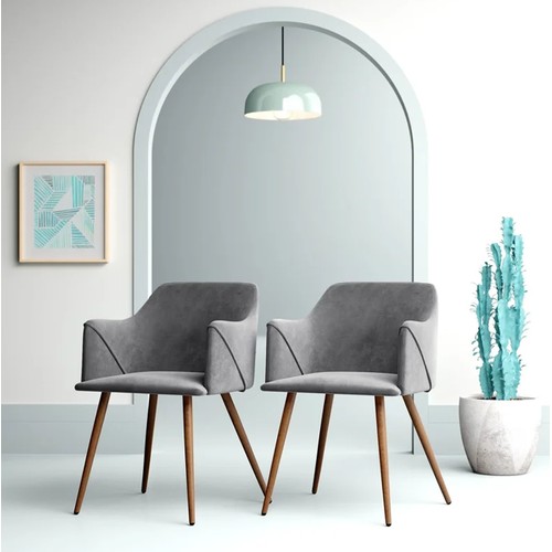 370 - 2 x Sofiya grey upholstered dining chairs RRP £97 - Boxed and require assembly