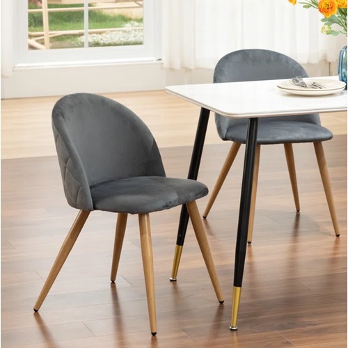 373 - 2 x Dungorbery grey upholstered dining chairs RRP £114 - Boxed and require assembly