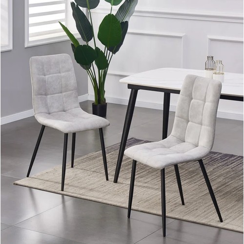 375 - 2 x Allasa light grey upholstered side chairs RRP £99 - Boxed and require assembly