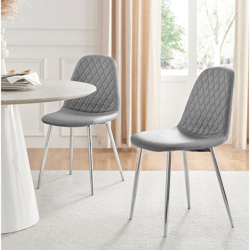 376 - 2 x Corona Silver Elephant Grey upholstered dining chairs RRP £99 - Boxed and require assembly