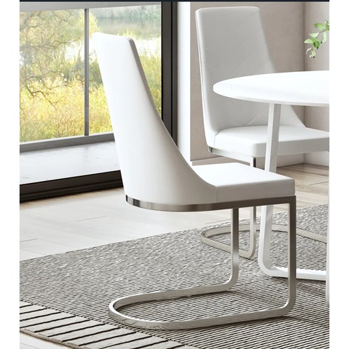 380 - 2 x Janelle white upholstered dining chairs RRP £249 - Boxed and require assembly