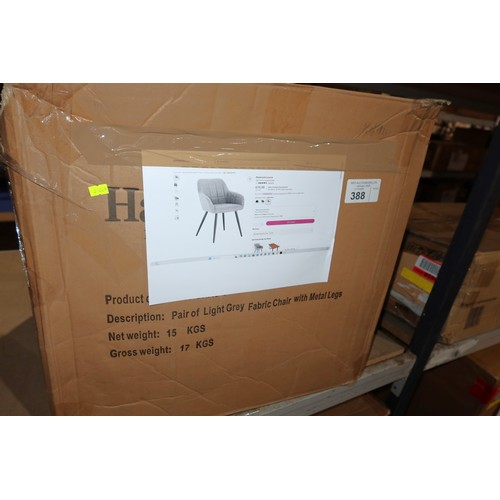 388 - 2 x Polsterstuhl Lucerne light grey upholstered chairs RRP £115 - Boxed and require assembly