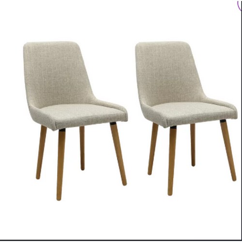 385 - 2 x Bianca natural colour upholstered dining chairs RRP £247 - Boxed and require assembly