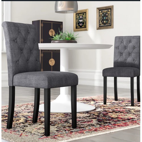 386 - 2 x Brick and Barrel grey upholstered dining chairs RRP £82 - Boxed and require assembly