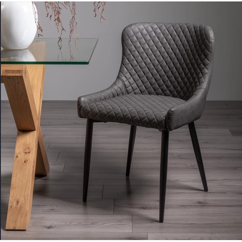 391 - 2 x Ataja dark grey upholstered dining chairs RRP £229 - Boxed and require assembly