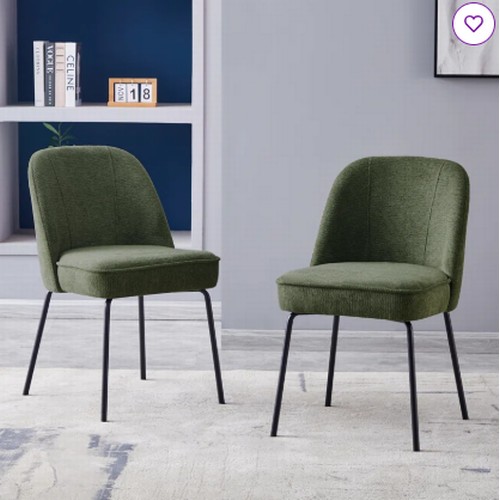 394 - 2 x Phillipe modern olive green upholstered dining chairs RRP £149 - Boxed and require assembly