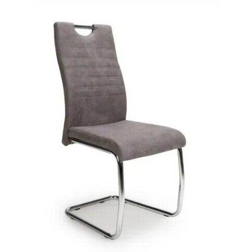 424 - 2 x Talia light grey upholstered suede effect dining chairs RRP £170 - Boxed and require assembly