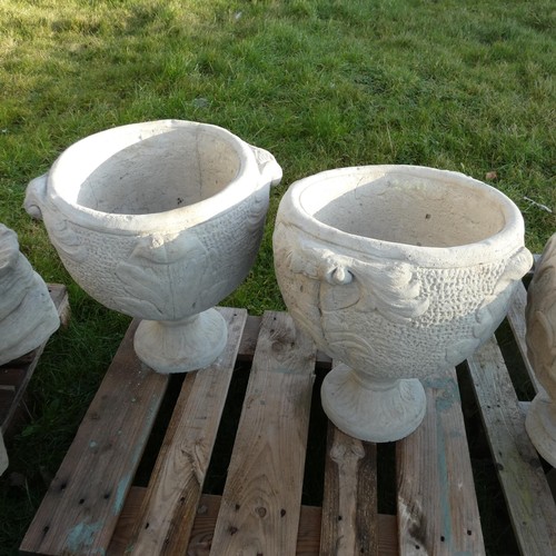 2627 - 2 x concrete goblet shaped planters