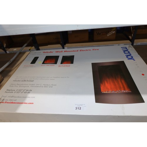 312 - 1 x Manor Toledo 9038 wall mounted electric fire 240v