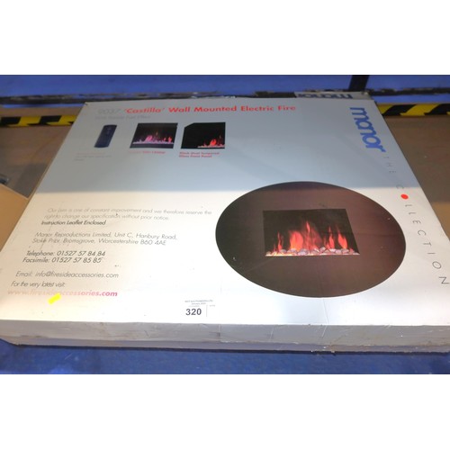 320 - 1 x Manor Castilla 9037 wall mounted electric fire 240v