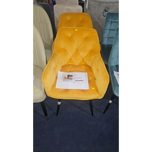 466 - 2 x Canora Runge orange velvet upholstered armchairs RRP £162 - Already assembled