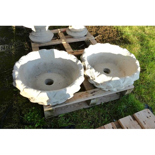 2629 - 2 large concrete planters (missing stands)