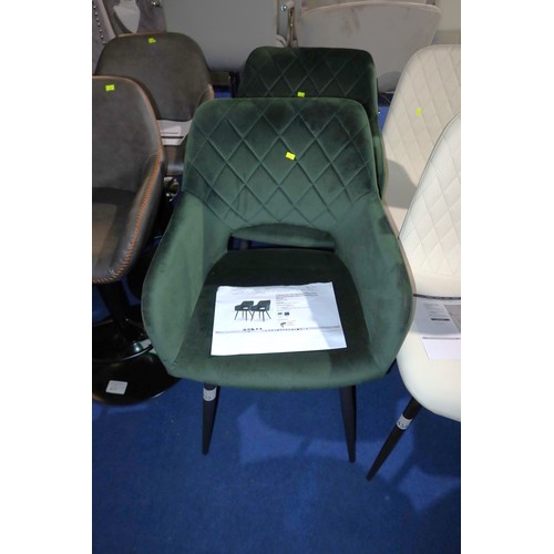 433 - 2 x Canora dark green velvet upholstered dining / kitchen / lounge chairs RRP £116 - Already assembl... 