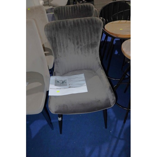 436 - 2 x Illman luxury dark grey velvet upholstered dining chairs RRP £187 - Already assembled