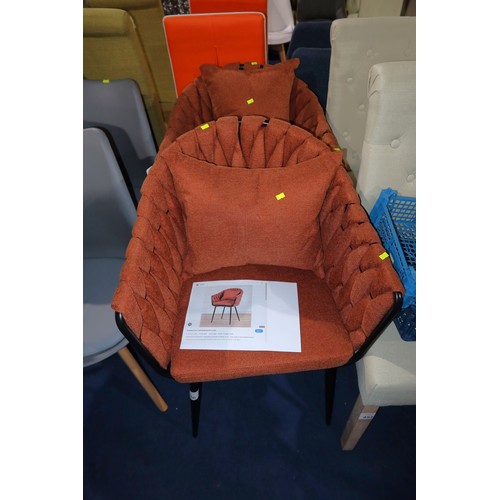 456 - 2 x Dreshertown burnt orange upholstered armchairs RRP £75 each - Already assembled