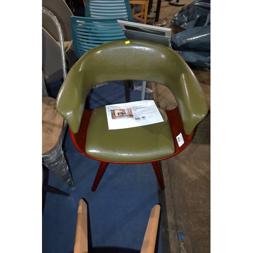 463 - 1 x Ajax mid century style dark green faux leather upholstered chair RRP £118 - Already assembled