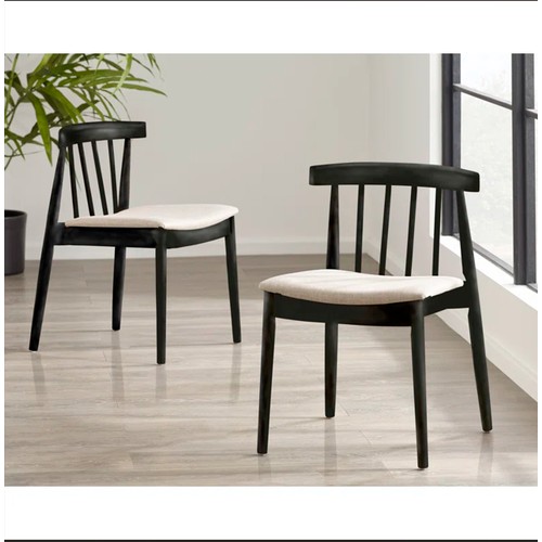 354 - 2 x Chantilly solid wood (black frame) beige seat dining chairs RRP £172 - Boxed and require assembl... 