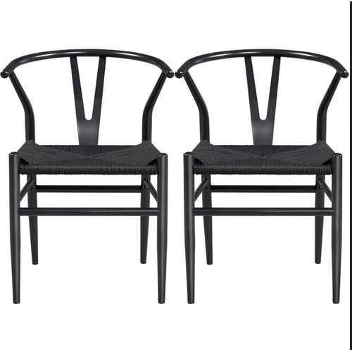 358 - 2 x Modern weave black coloured arm chairs RRP £138 - Boxed and require assembly