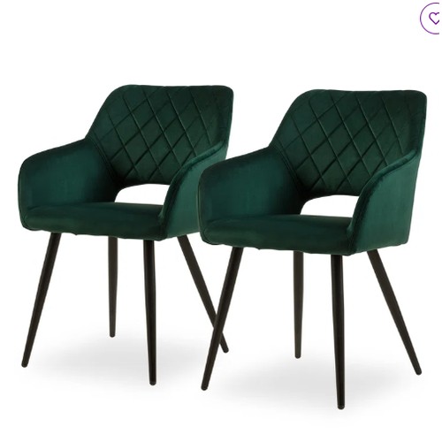 433 - 2 x Canora dark green velvet upholstered dining / kitchen / lounge chairs RRP £116 - Already assembl... 