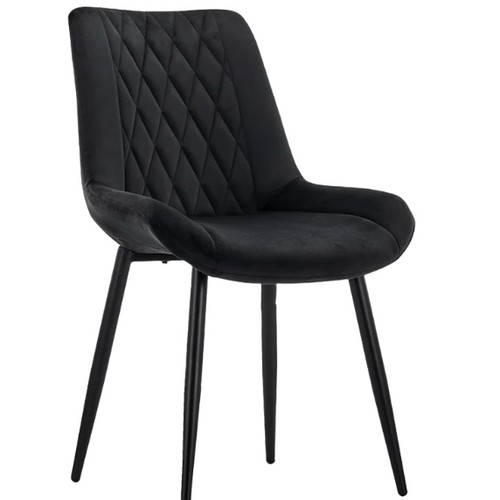 448 - 2 x Lexi black velvet upholstered dining chairs RRP £54 - Already assembled