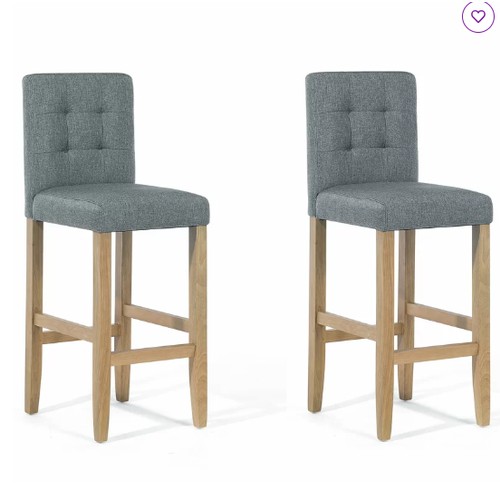 449 - 2 x Woodhollow grey upholstered counter stools with solid wood frames RRP £146 - Already assembled